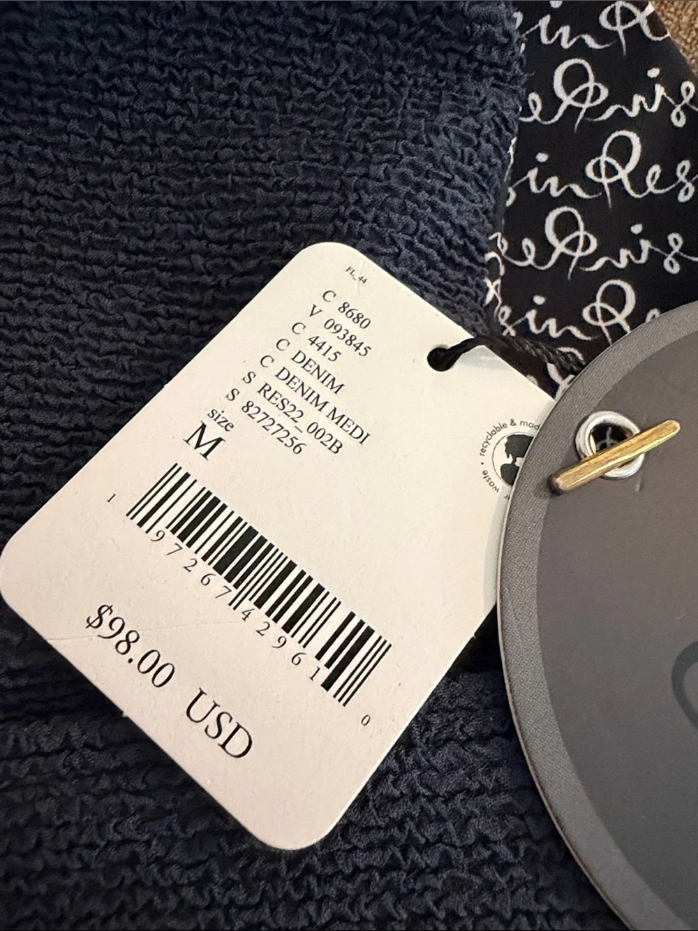 NWT Resin Obsidian Free People Cream Crop Surf Bikini Top Navy $98